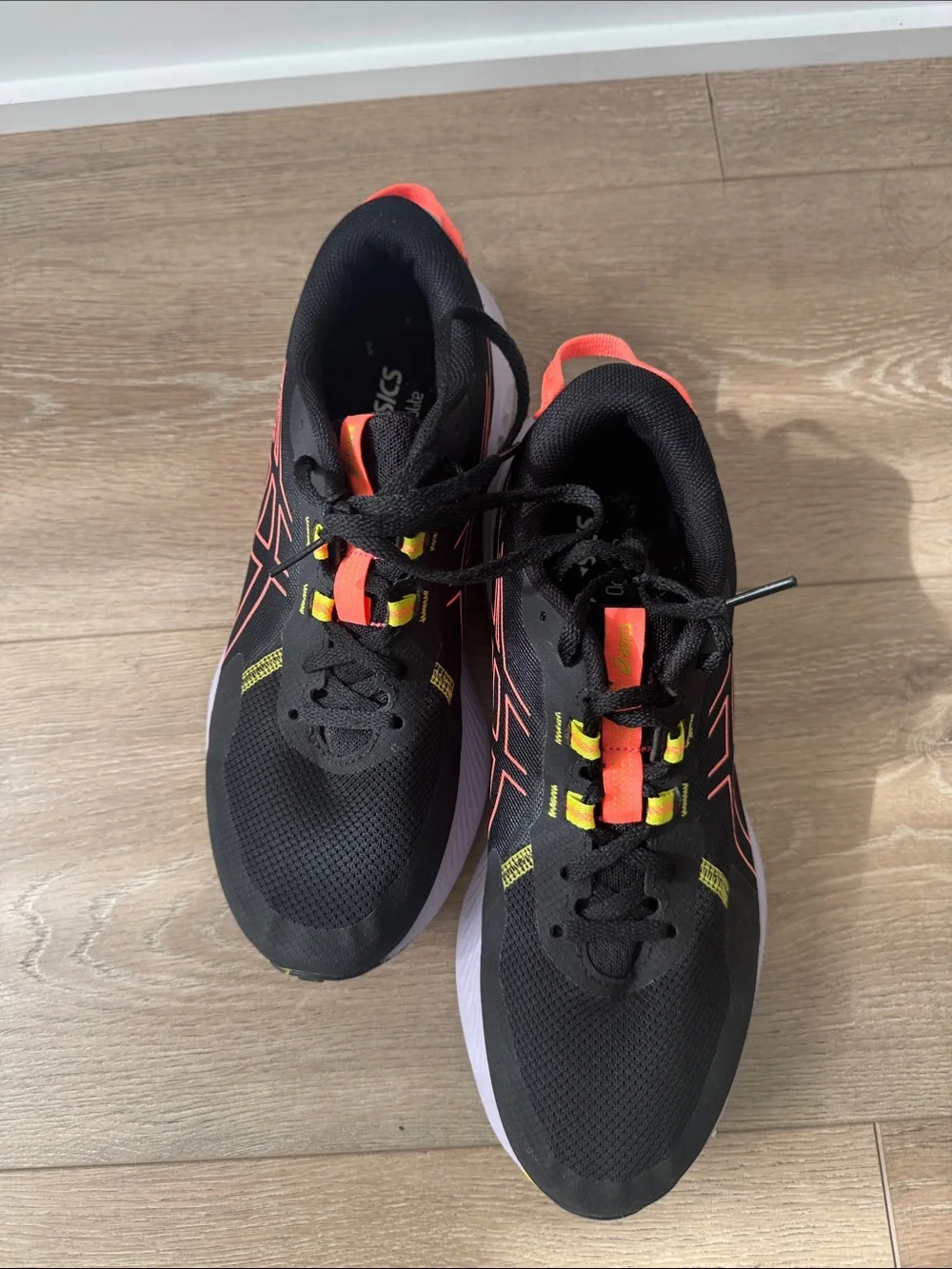 ASICS Black Running Shoes with Coral & Neon Yellow Highlights